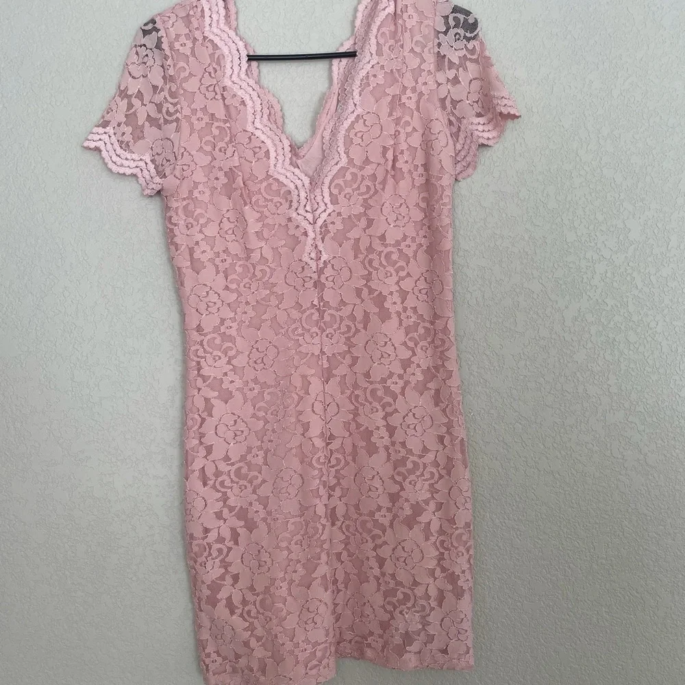 Urban kimchi blue bodycon pink floral dress v neck - Picture 3 of 4